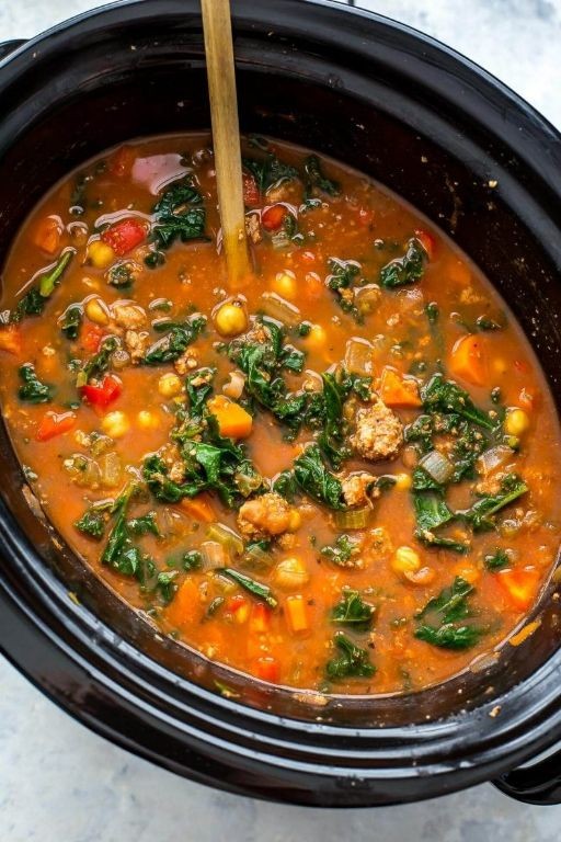 Spicy Sausage and Kale Crockpot Soup