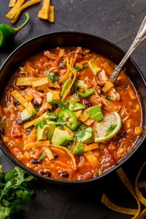 Spicy Shredded Chicken Tortilla Soup