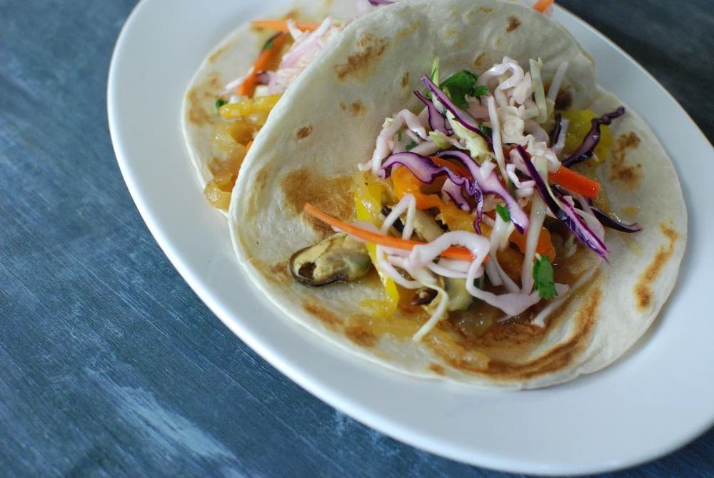 Spicy Smoked Mussels Tacos