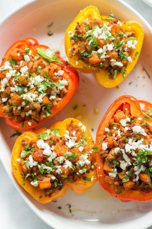 Spicy Sweet Potato and Turkey Stuffed Peppers