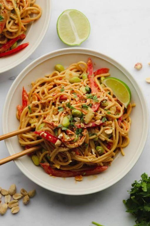 Spicy Thai Peanut Egg Noodle Stir-Fry