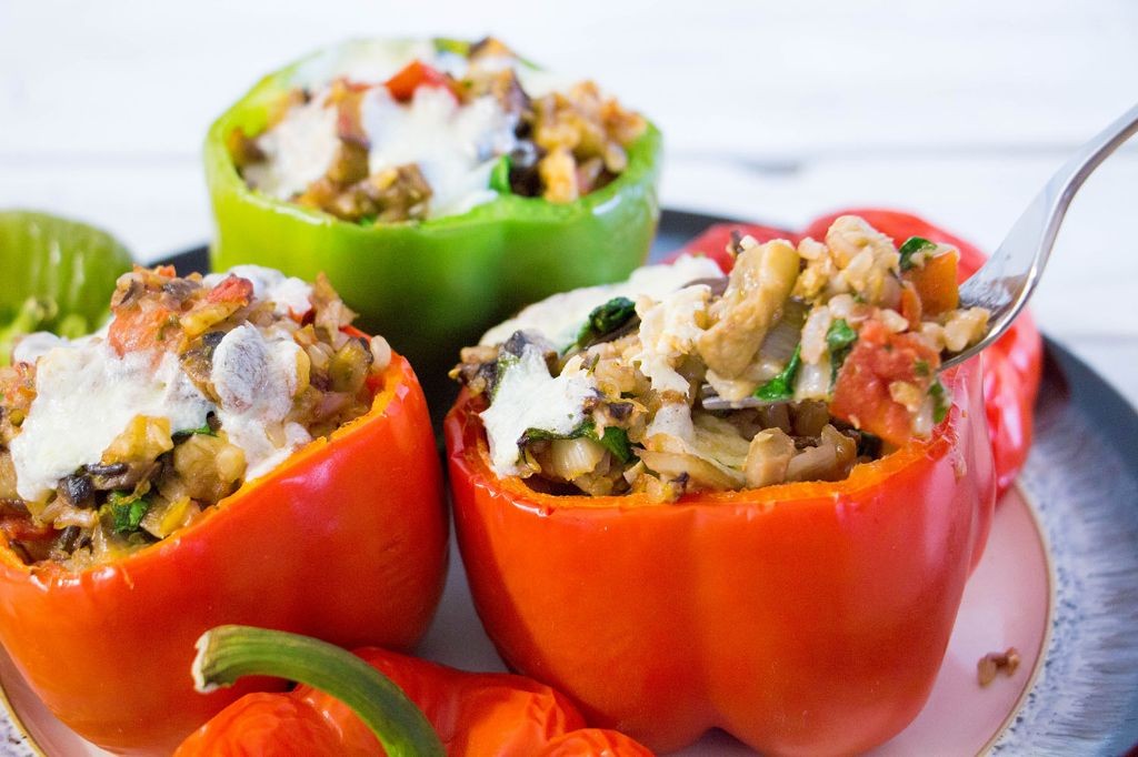 Spicy Wild Rice Stuffed Bell Peppers