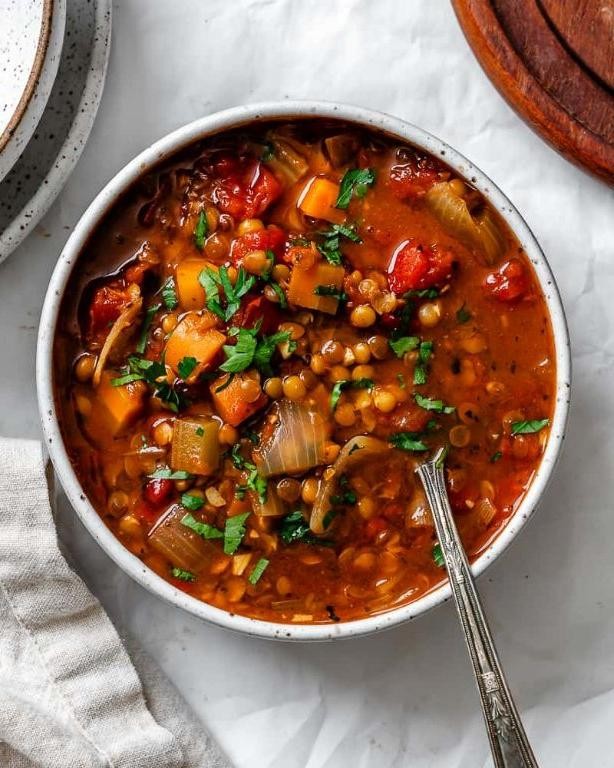 Spicy small batch lentil soup