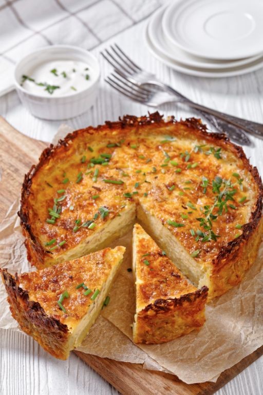 Spinach Quiche with Hash Brown Crust