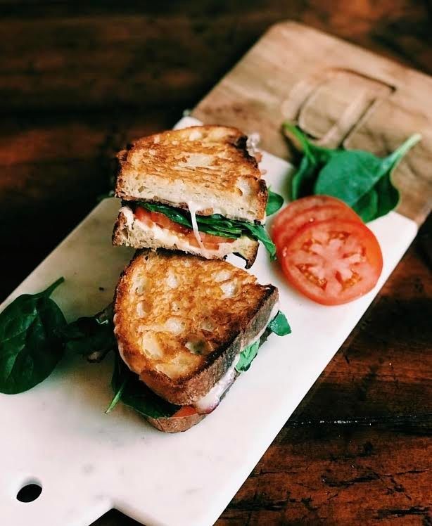 Spinach Tomato and Bacon Grilled Cheese Sandwich