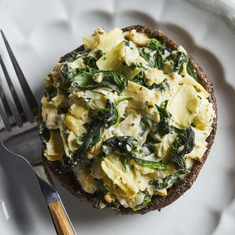 Spinach and Artichoke Stuffed Portobello Mushrooms