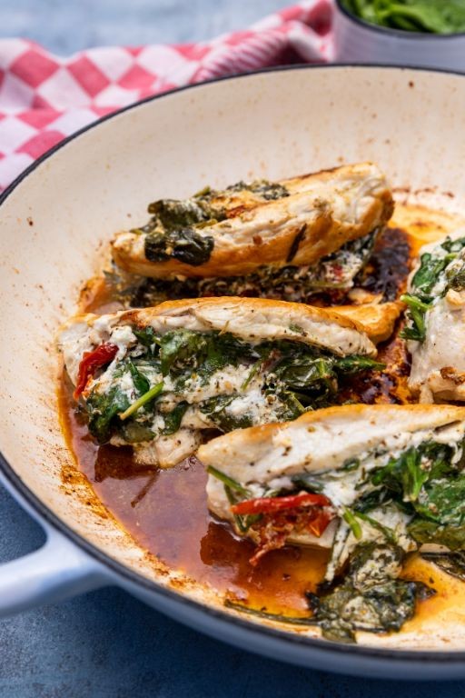 Spinach and Feta Stuffed Chicken with Herbed Rice