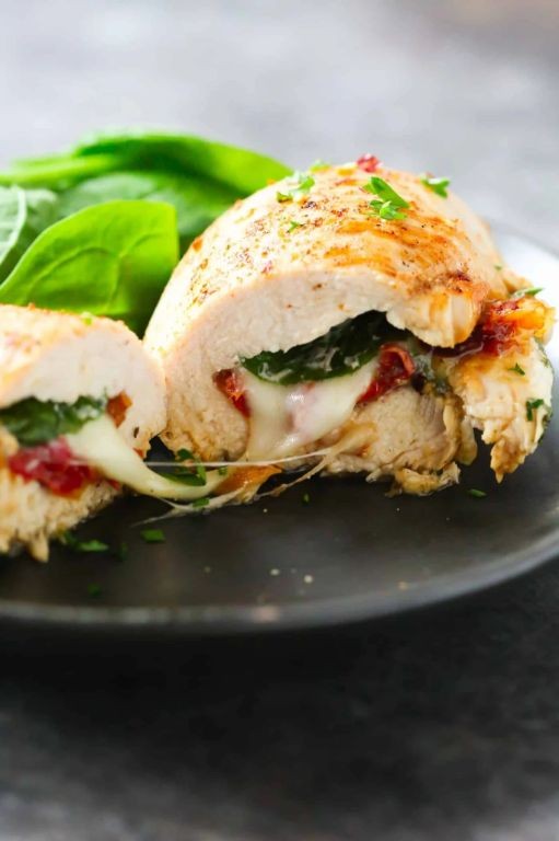 Spinach and Mozzarella Stuffed Chicken Breast