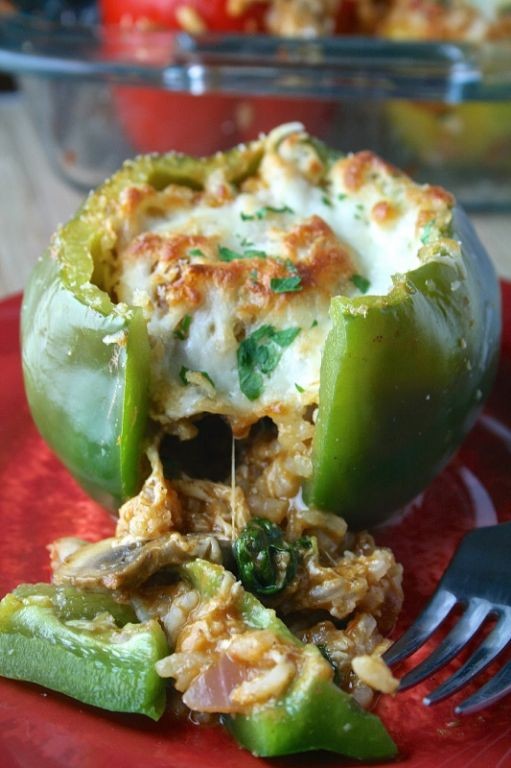 Spinach and Mushroom Stuffed Bell Peppers