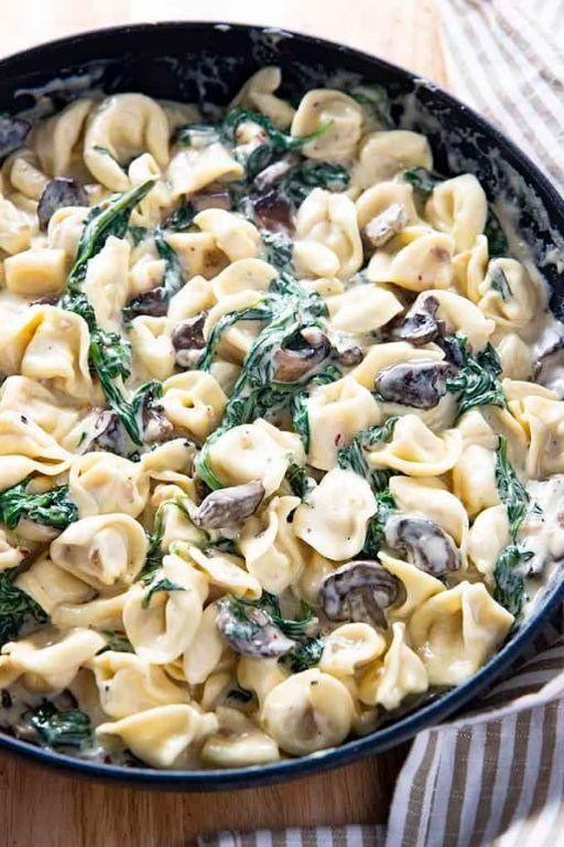 Spinach and Mushroom Stuffed Tortellini