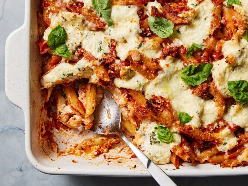 Spinach and Ricotta Baked Mostaccioli