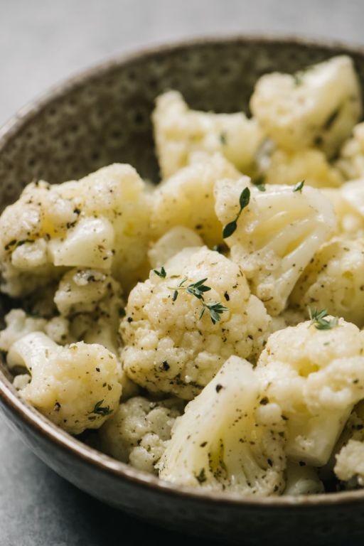 Steamed Cauliflower with Butter and Chives