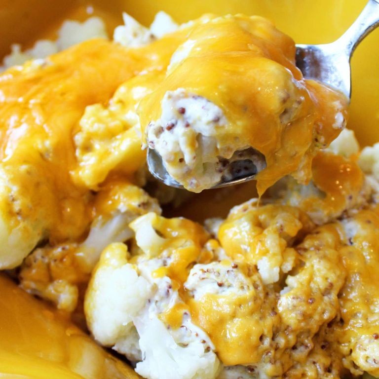 Steamed Cauliflower with Mustard Sauce