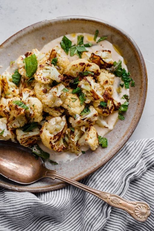 Steamed Cauliflower with Tahini Drizzle