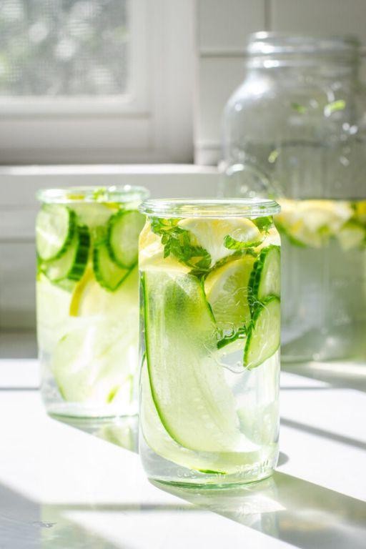 Strained cucumber-mint water