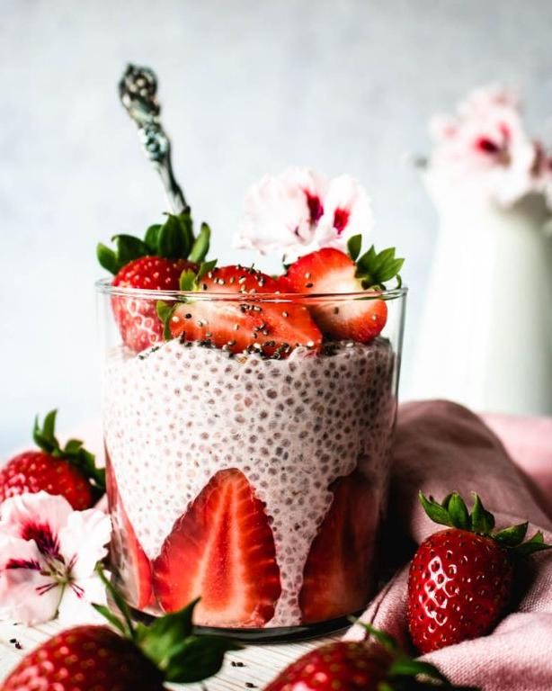 Strawberries and Cream Chia Pudding