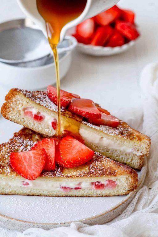 Strawberries and Cream Stuffed French Toast