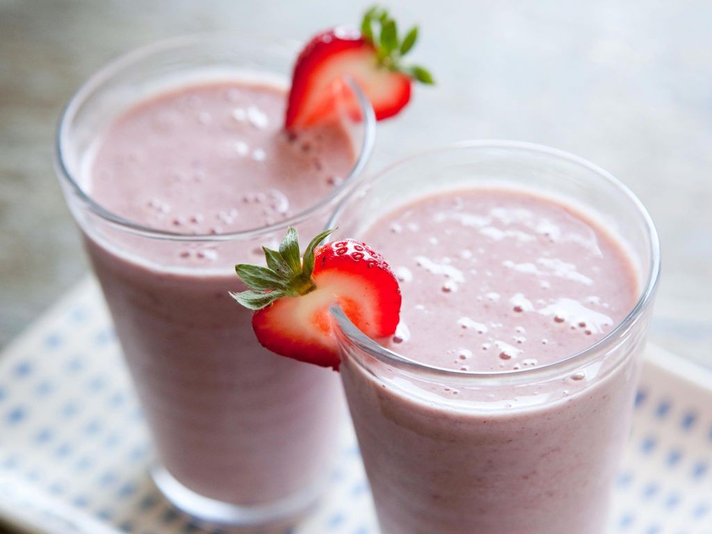 Strawberry Almond Butter Protein Smoothie