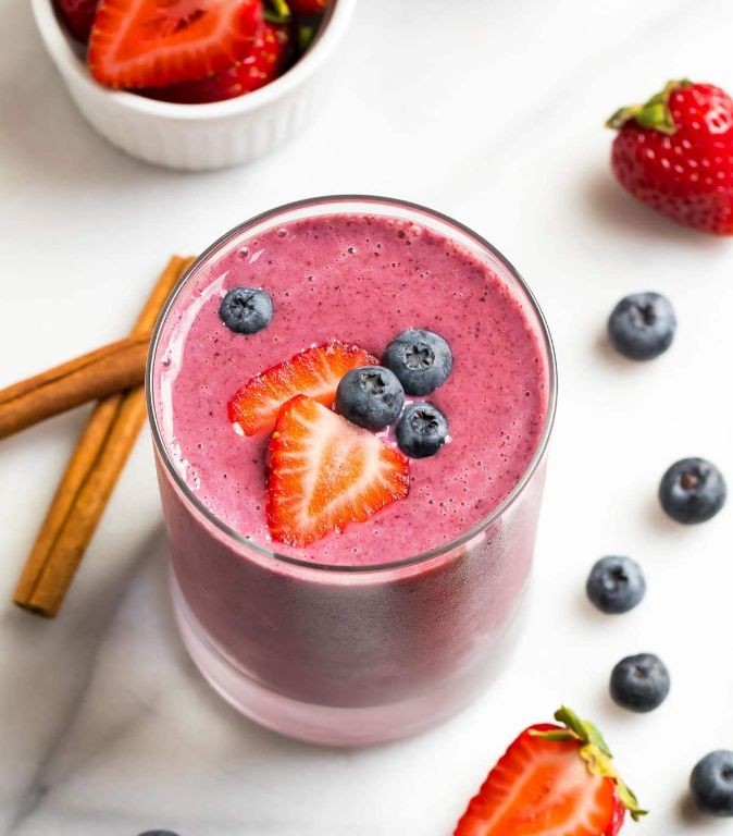 Strawberry Blueberry Protein Smoothie