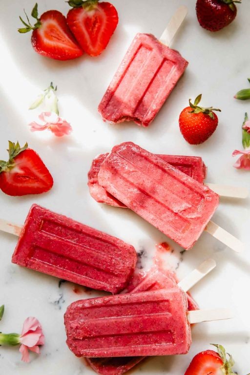 Strawberry Chia Seed Popsicles