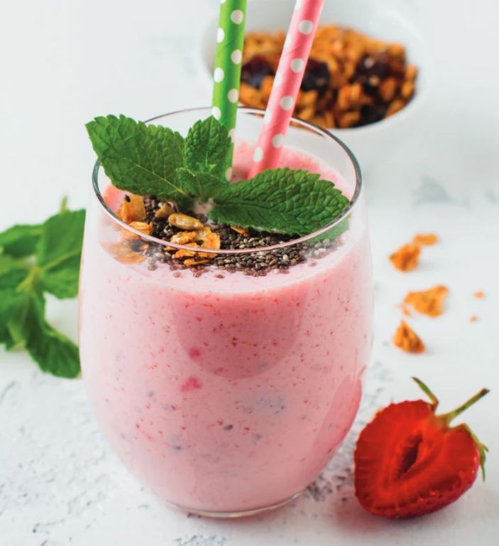 Strawberry Chia Seed Protein Smoothie