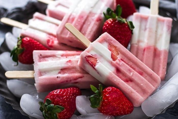 Strawberry Cream Popsicles