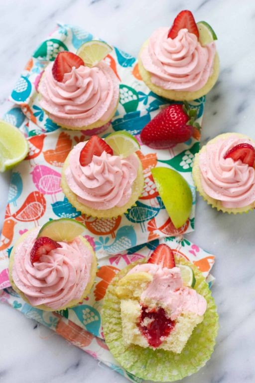 Strawberry Margarita Cupcakes with Tequila Lime Frosting