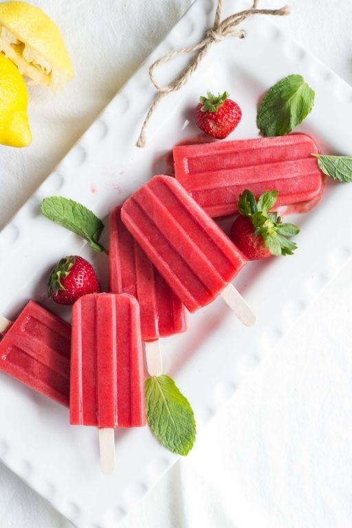 Strawberry Mint Popsicles