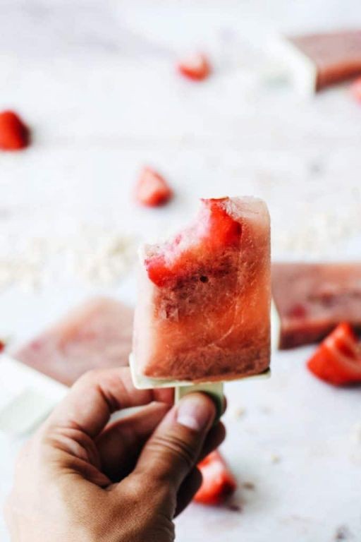 Strawberry Oat Milk Popsicles