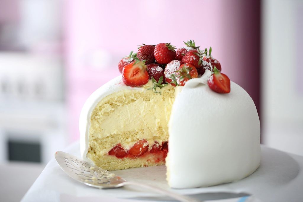 Strawberry Princess Cake with Marzipan Covering