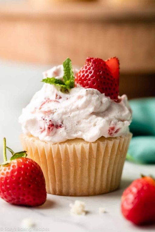 Strawberry Shortcake Cupcakes with Whipped Cream Topping