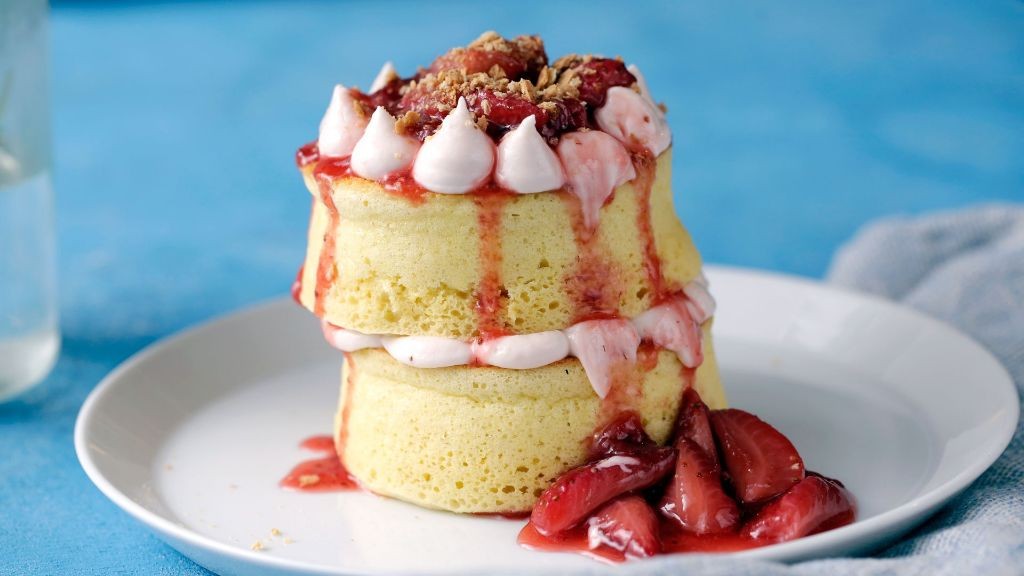 Strawberry Shortcake Souffle Pancakes