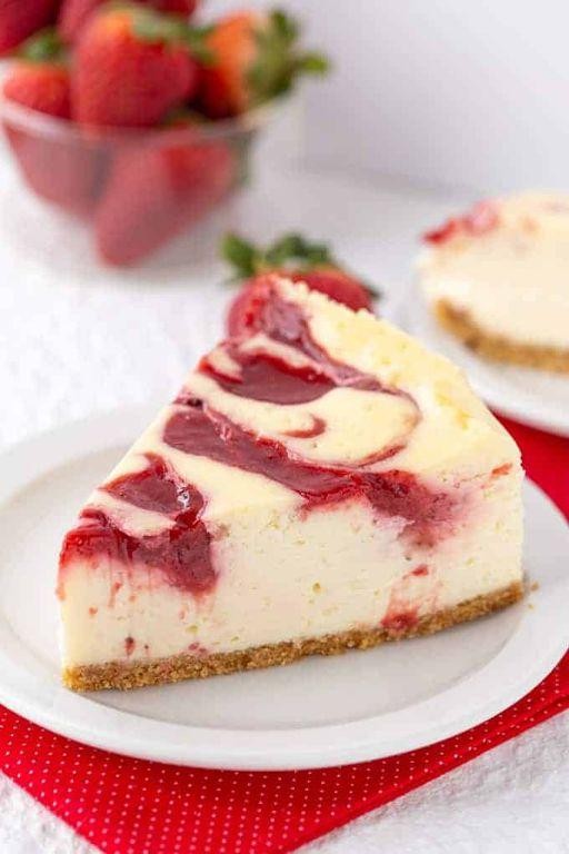 Strawberry Swirl Cheesecake with Sour Cream Layer