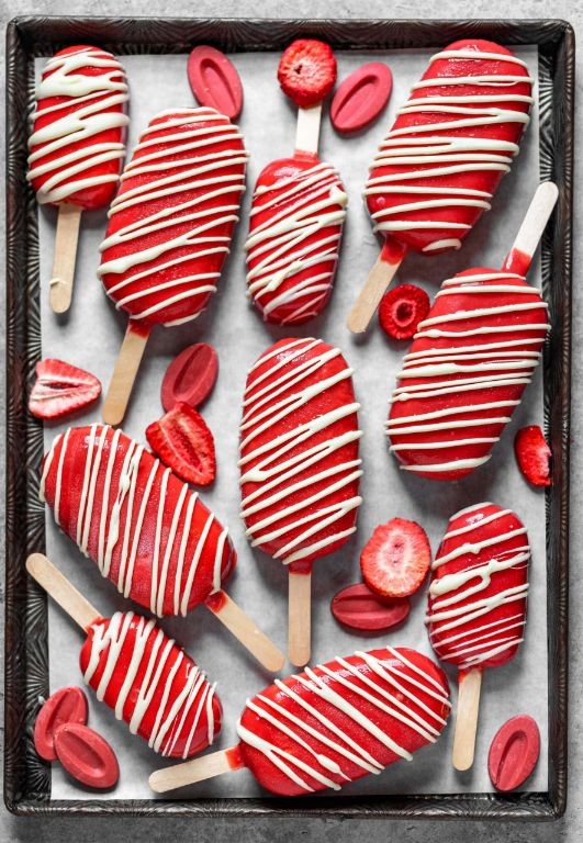 Strawberry Vanilla Bean Popsicles