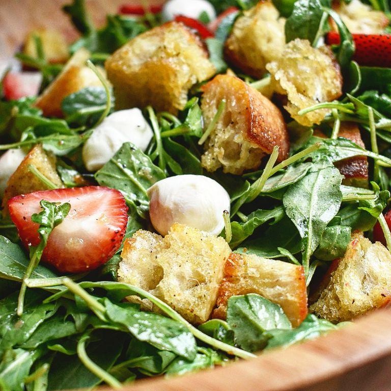 Strawberry and Arugula Panzanella Salad