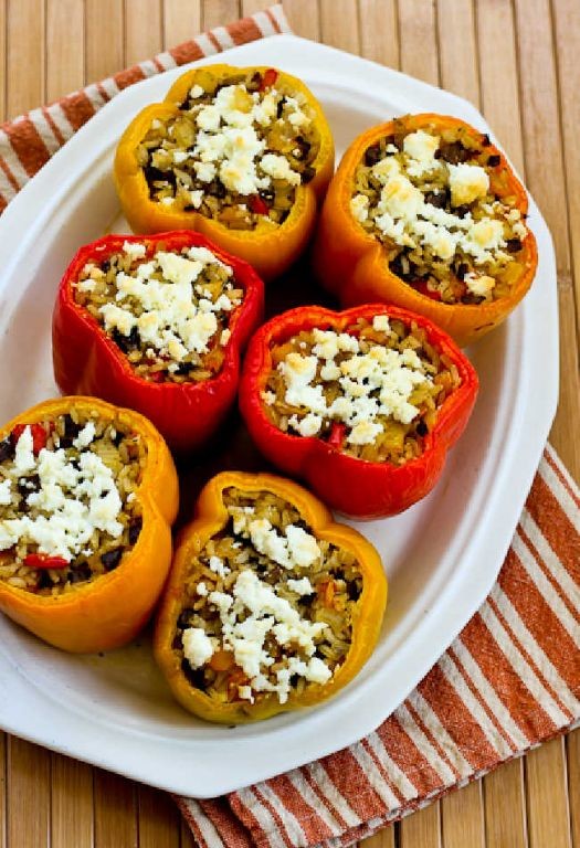 Stuffed Bell Peppers with Brown Rice and Feta