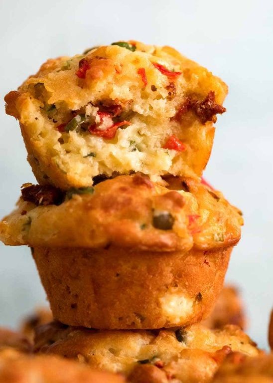 Sun-Dried Tomato and Basil Savory Muffins