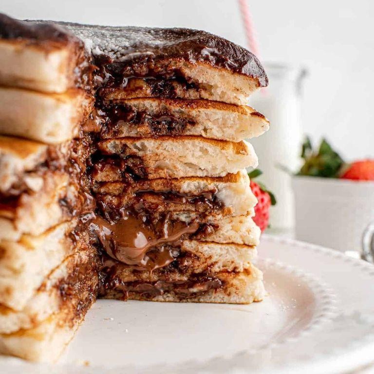 Swedish Pancakes with Nutella and Hazelnuts