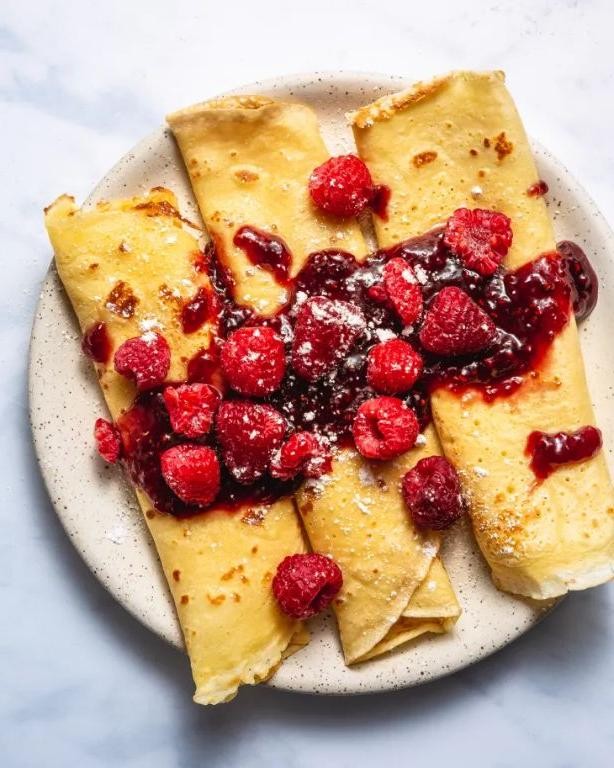 Swedish Pancakes with Raspberry Coulis