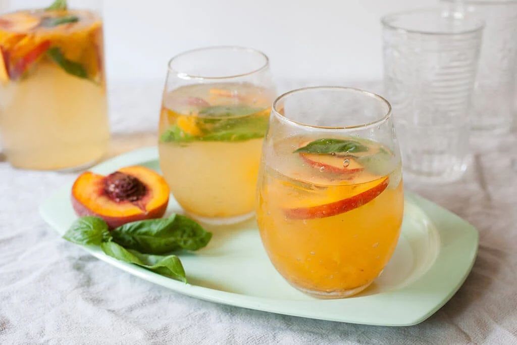 Sweet Basil and Peach Sangria