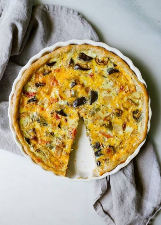 Sweet Basil and Roasted Vegetable Quiche