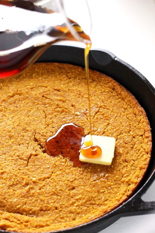 Sweet Maple Skillet Cornbread with Pecans