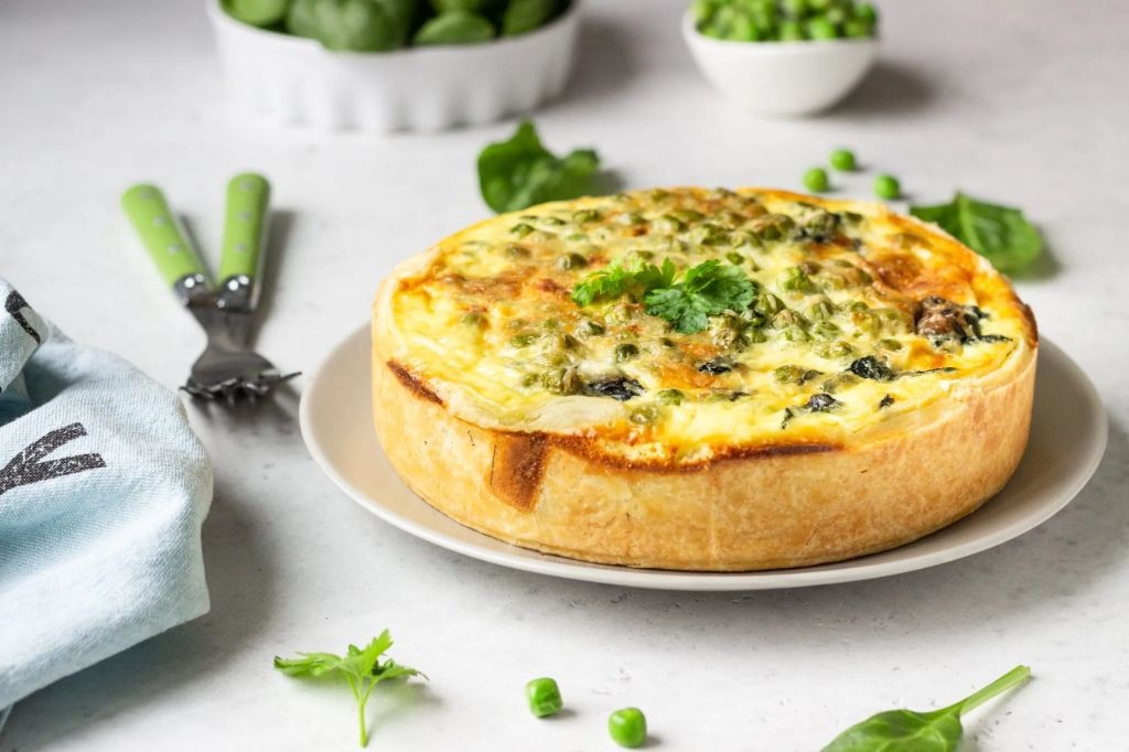 Sweet Pea and Spinach Quiche