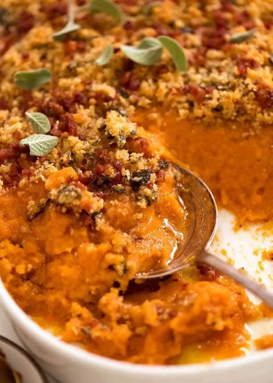 Sweet Potato Casserole with Brown Butter Glaze