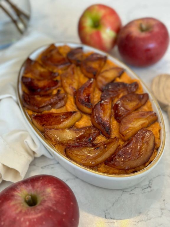 Sweet Potato Casserole with Caramelized Apples