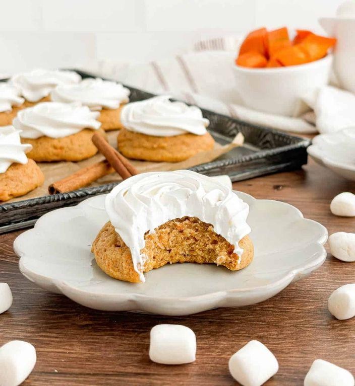 Sweet Potato Cookies with Marshmallow Frosting
