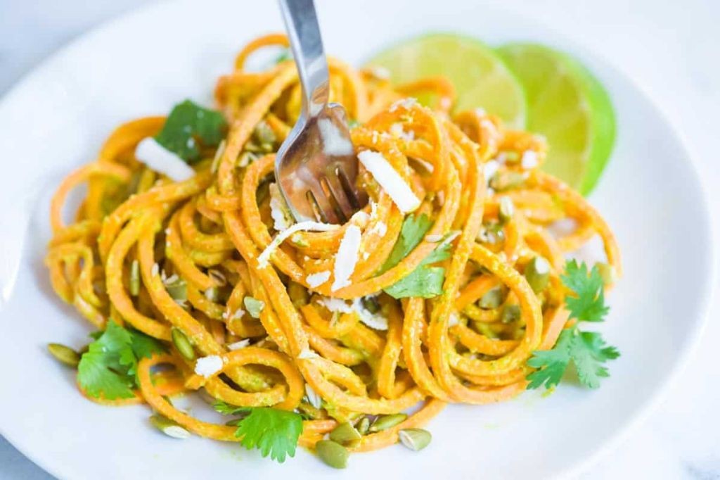 Sweet Potato Noodles with Avocado Pesto