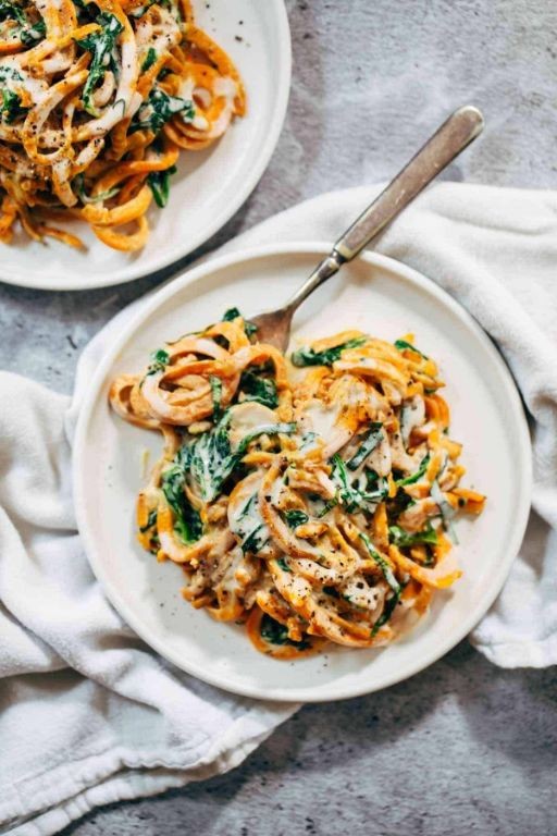 Sweet Potato Noodles with Creamy Cashew Sauce