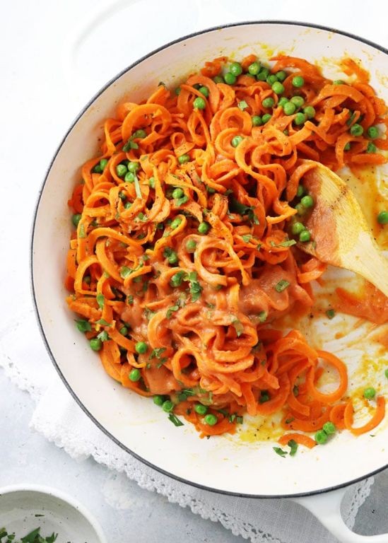 Sweet Potato Noodles with Roasted Red Pepper Sauce