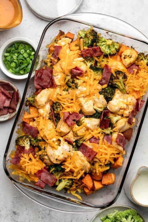 Sweet Potato and Chicken Casserole with Stuffing